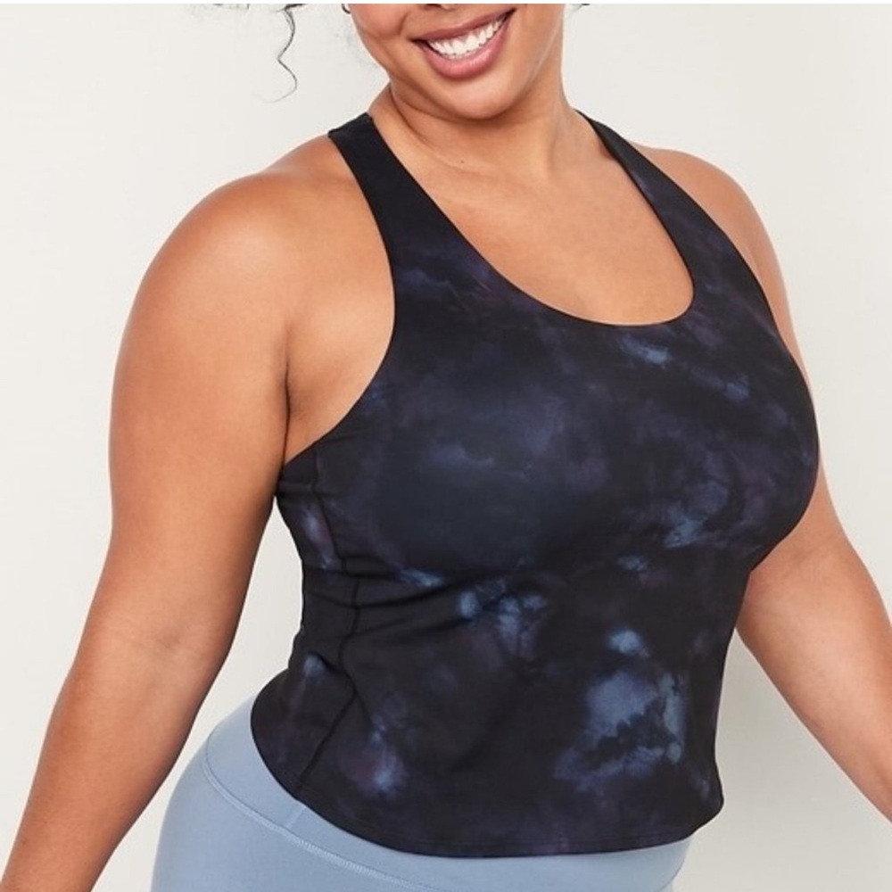 Old Navy PowerSoft Cropped Shelf-Bra Tank Top Tie Dye